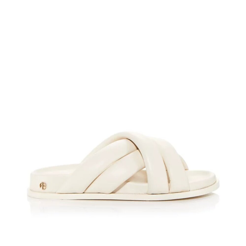 NWT Anine Bing Lizzie Slide Sandals Padded Crisscross Strap Open Toe Ivory Sz 36